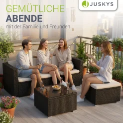 Polyrattan Lounge Punta Cana Outdoor Sitzgarnitur für bis zu 4 Personen; langlebiges Material