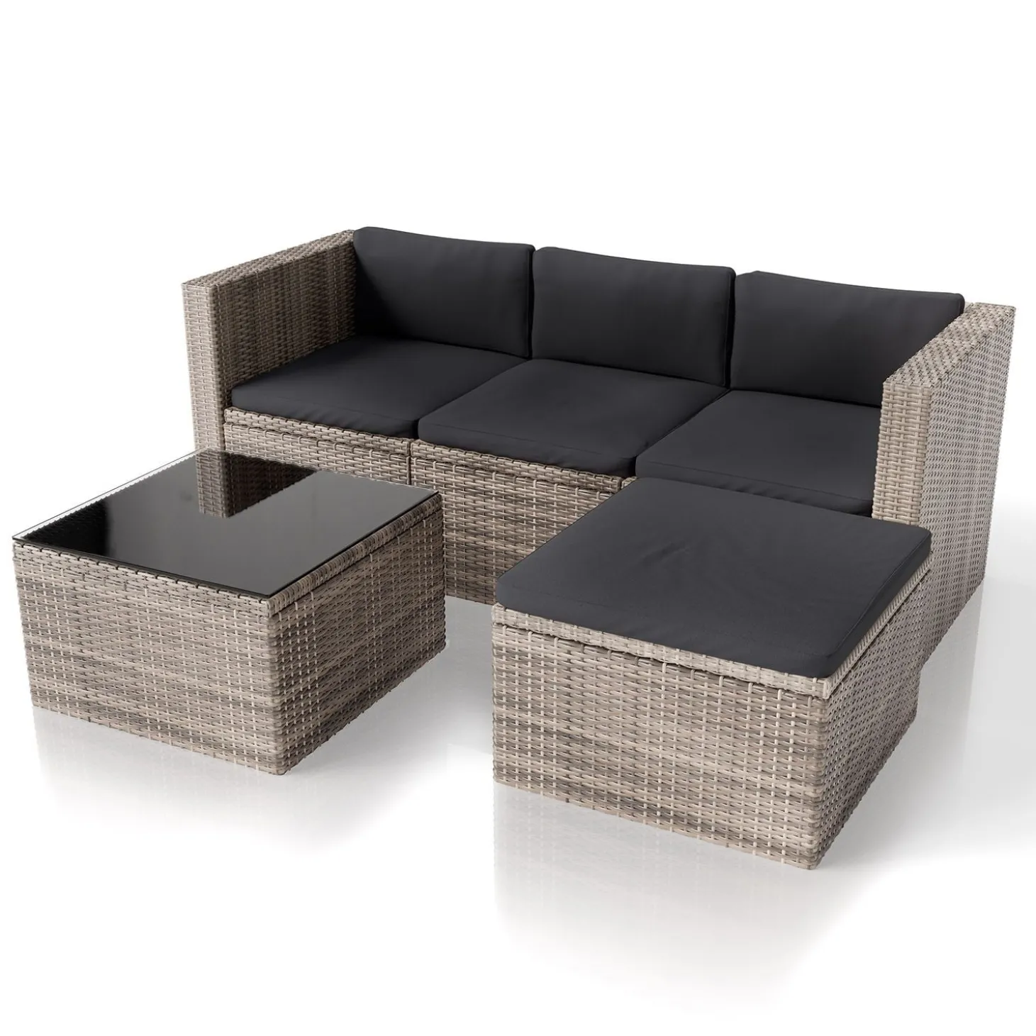 Polyrattan Lounge Punta Cana Outdoor Sitzgarnitur für bis zu 4 Personen; langlebiges Material