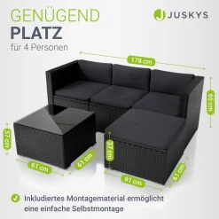 Polyrattan Lounge Punta Cana Outdoor Sitzgarnitur für bis zu 4 Personen; langlebiges Material