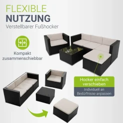 Polyrattan Lounge Punta Cana Outdoor Sitzgarnitur für bis zu 4 Personen; langlebiges Material