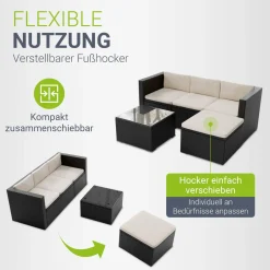 Polyrattan Lounge Punta Cana Outdoor Sitzgarnitur für bis zu 4 Personen; langlebiges Material