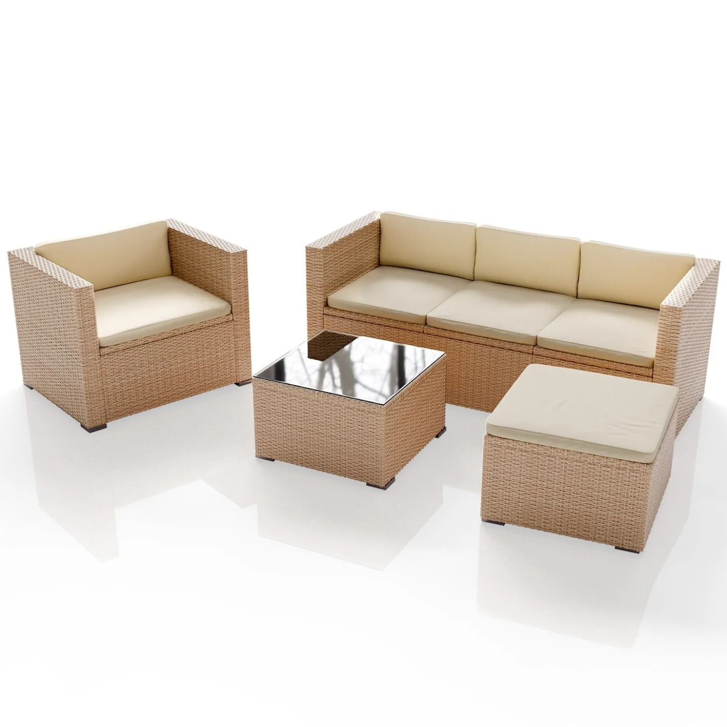 Polyrattan Lounge Punta Cana Outdoor Sitzgarnitur für bis zu 4 Personen; langlebiges Material