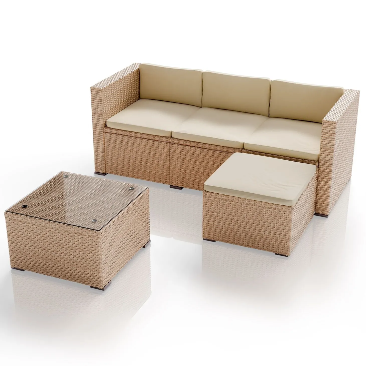 Polyrattan Lounge Punta Cana Outdoor Sitzgarnitur für bis zu 4 Personen; langlebiges Material