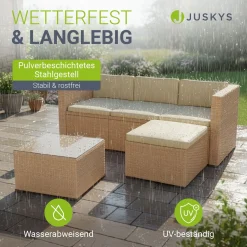 Polyrattan Lounge Punta Cana Outdoor Sitzgarnitur für bis zu 4 Personen; langlebiges Material