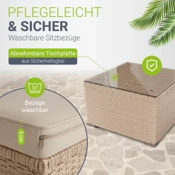Polyrattan Lounge Punta Cana Outdoor Sitzgarnitur für bis zu 4 Personen; langlebiges Material