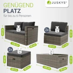 Polyrattan Lounge Salou Modulares Möbel-Set für 6 Personen inkl. Polster