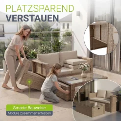 Polyrattan Lounge Salou Modulares Möbel-Set für 6 Personen inkl. Polster