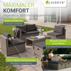 Polyrattan Lounge Salou Modulares Möbel-Set für 6 Personen inkl. Polster