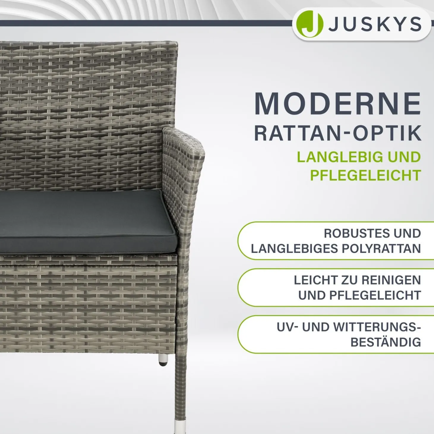 Polyrattan Sitzbank Monaco Gartenmöbel Sitzbank für 2 Personen inkl. Abstelltisch