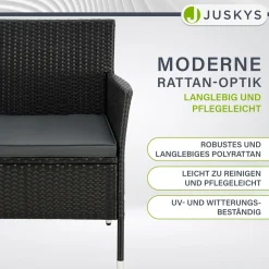 Polyrattan Sitzbank Monaco Gartenmöbel Sitzbank für 2 Personen inkl. Abstelltisch