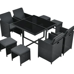 Polyrattan Sitzgruppe Baracoa Gartenmöbel Set für bis zu 8 Personen inkl. Kissen
