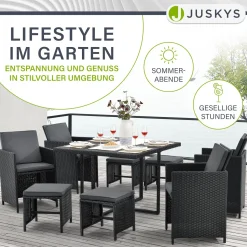 Polyrattan Sitzgruppe Baracoa Gartenmöbel Set für bis zu 8 Personen inkl. Kissen