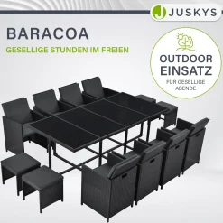 Polyrattan Sitzgruppe Baracoa Gartenmöbel Set für bis zu 8 Personen inkl. Kissen