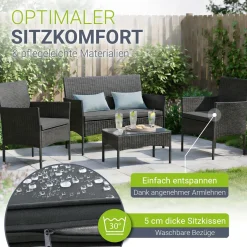 Polyrattan Sitzgruppe Fort Myers 4-teiliges Gartenmöbel-Set mit mediteraner Optik