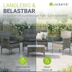 Polyrattan Sitzgruppe Fort Myers 4-teiliges Gartenmöbel-Set mit mediteraner Optik