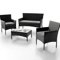 Polyrattan Sitzgruppe Fort Myers 4-teiliges Gartenmöbel-Set mit mediteraner Optik