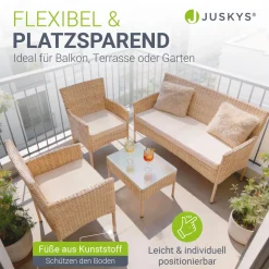Polyrattan Sitzgruppe Fort Myers 4-teiliges Gartenmöbel-Set mit mediteraner Optik