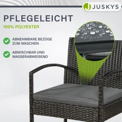 Polyrattan Sitzgruppe Trinidad Gartenmöbel-Set aus Tisch, Bank & 2 Sesseln inkl. Kissen