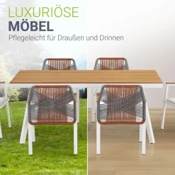 Premium Gartengarnitur Costa Rica Exklusives Gartenmöbel Set für 6 Personen mit Esstisch & Stühlen