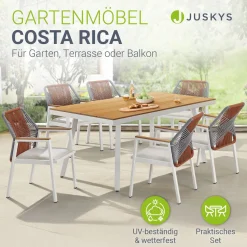 Premium Gartengarnitur Costa Rica Exklusives Gartenmöbel Set für 6 Personen mit Esstisch & Stühlen