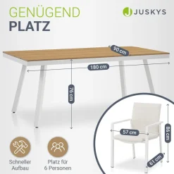 Premium Gartenmöbel Set Maui Design Gartenmöbel wetterfest für 6 Personen aus langlebigem Aluminium