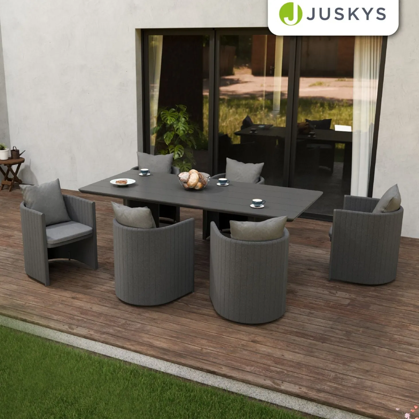 Premium Sitzgruppe Costa Luna Luxus Gartenmöbel Set für 6 Personen mit Tisch & Stühlen