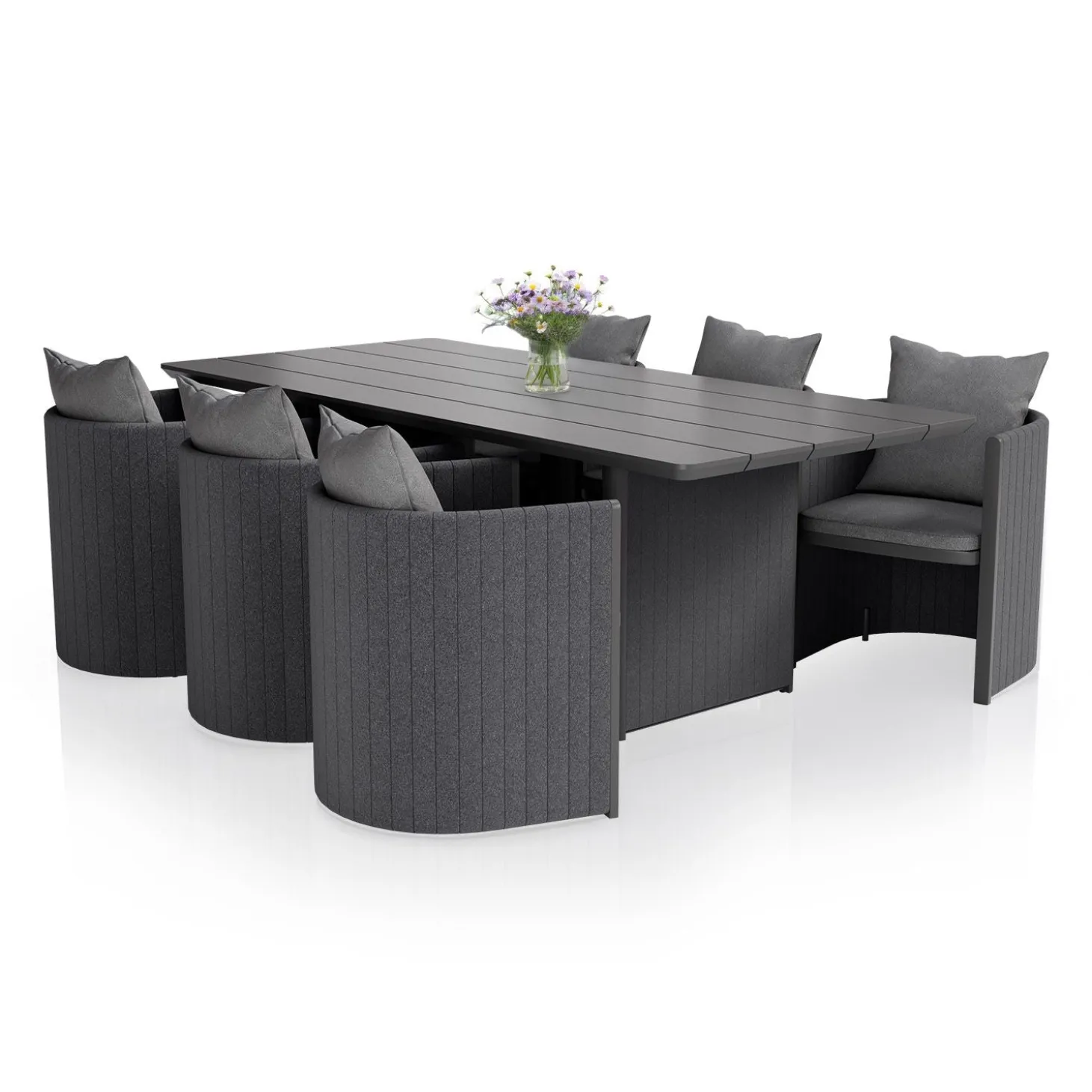 Premium Sitzgruppe Costa Luna Luxus Gartenmöbel Set für 6 Personen mit Tisch & Stühlen