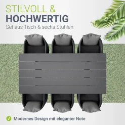 Premium Sitzgruppe Costa Luna Luxus Gartenmöbel Set für 6 Personen mit Tisch & Stühlen