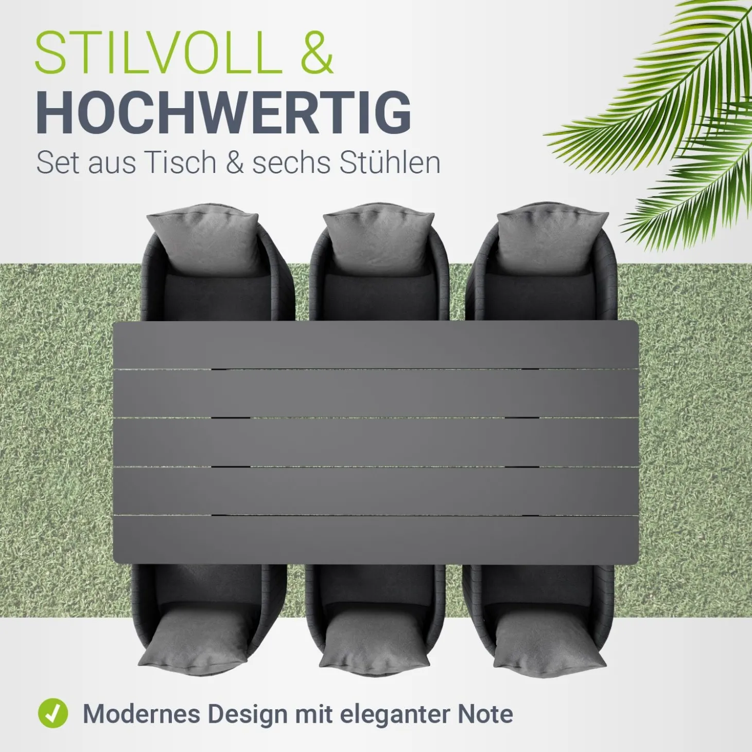 Premium Sitzgruppe Costa Luna Luxus Gartenmöbel Set für 6 Personen mit Tisch & Stühlen