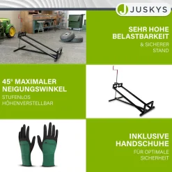 Rasentraktorheber bis 400 kg Hebevorrichtung zum Aufbocken von Aufsitzmähern - inkl. Handschuhe
