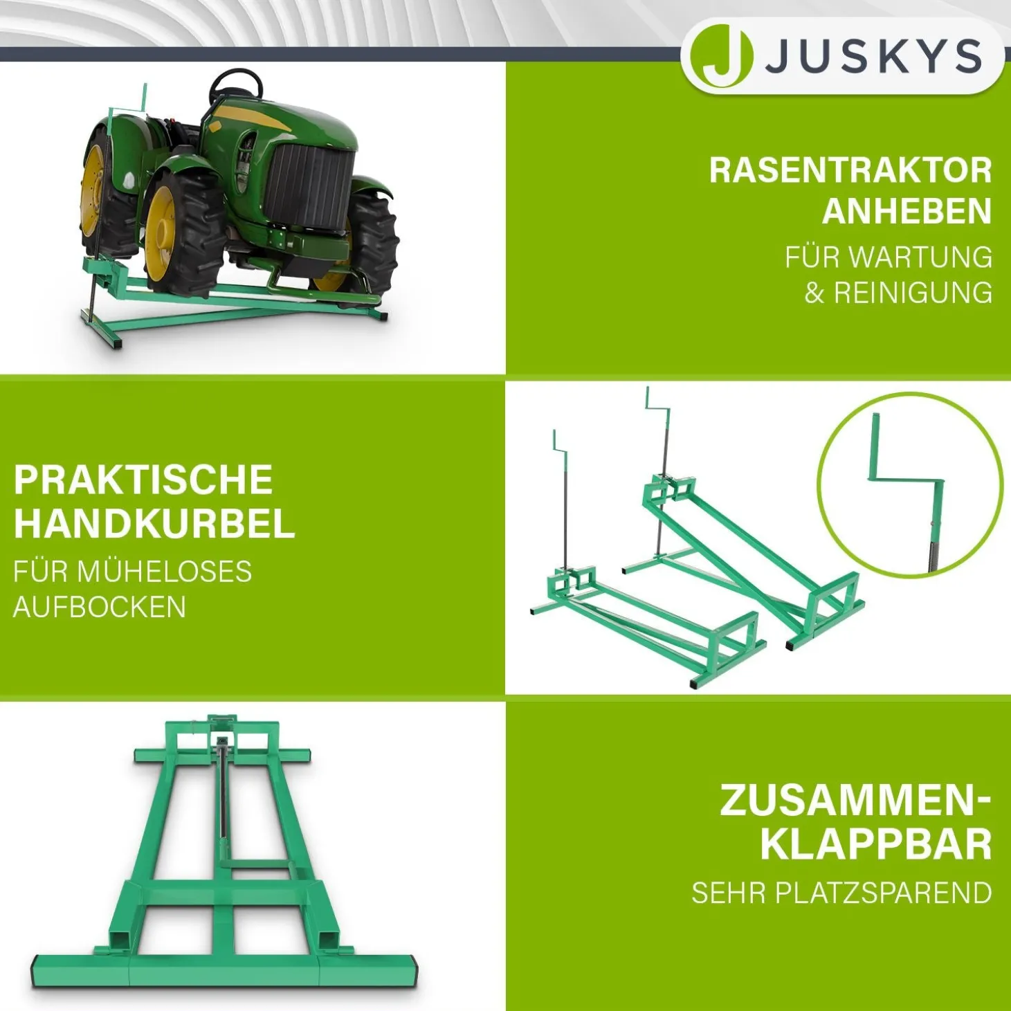 Rasentraktorheber bis 400 kg Hebevorrichtung zum Aufbocken von Aufsitzmähern - inkl. Handschuhe