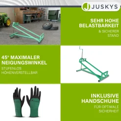 Rasentraktorheber bis 400 kg Hebevorrichtung zum Aufbocken von Aufsitzmähern - inkl. Handschuhe