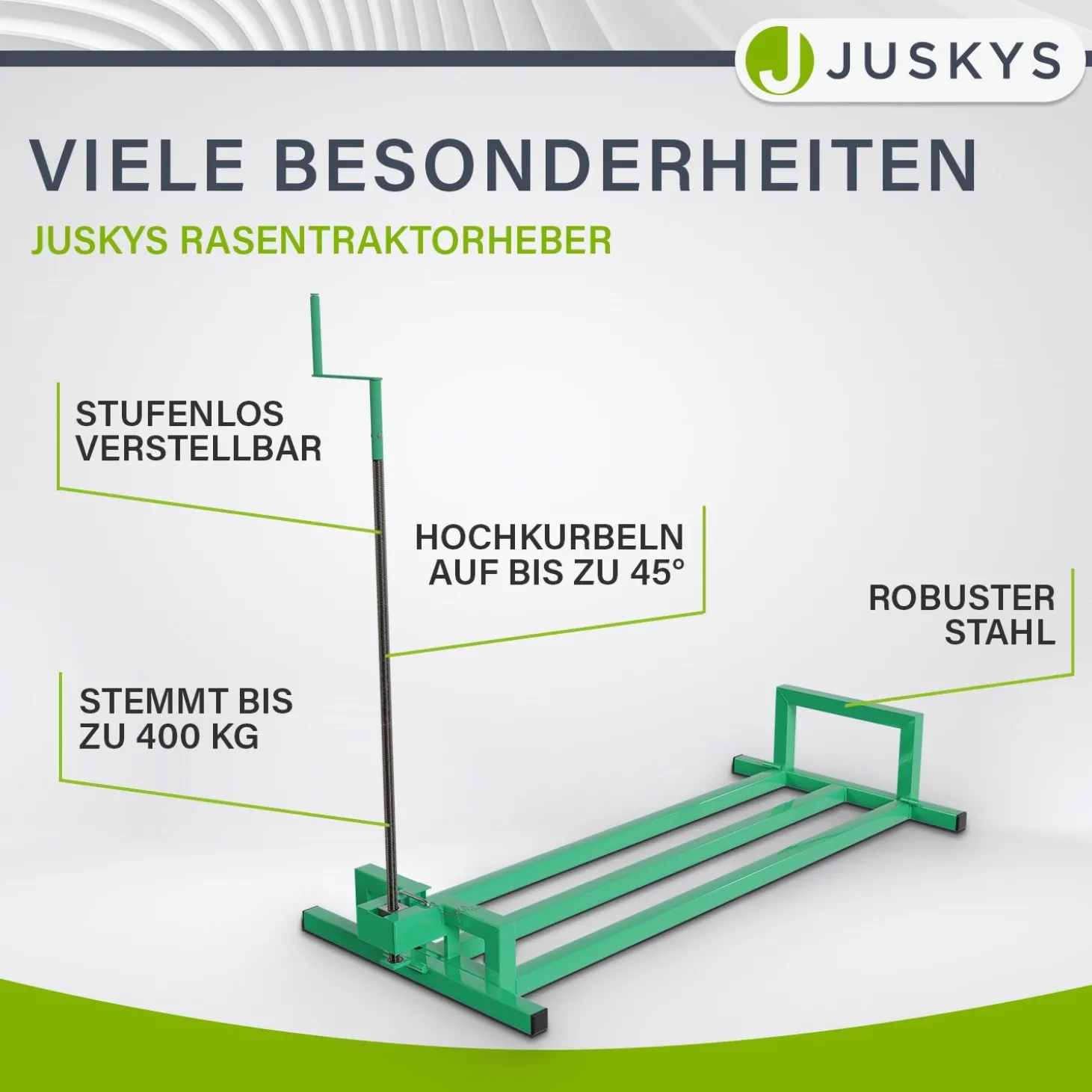 Rasentraktorheber bis 400 kg Hebevorrichtung zum Aufbocken von Aufsitzmähern - inkl. Handschuhe