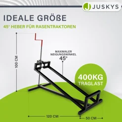 Rasentraktorheber bis 400 kg Hebevorrichtung zum Aufbocken von Aufsitzmähern - inkl. Handschuhe