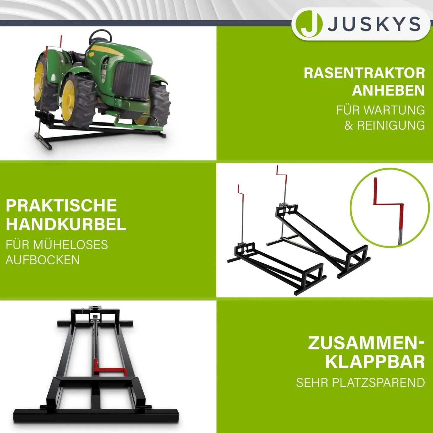 Rasentraktorheber bis 400 kg Hebevorrichtung zum Aufbocken von Aufsitzmähern - inkl. Handschuhe
