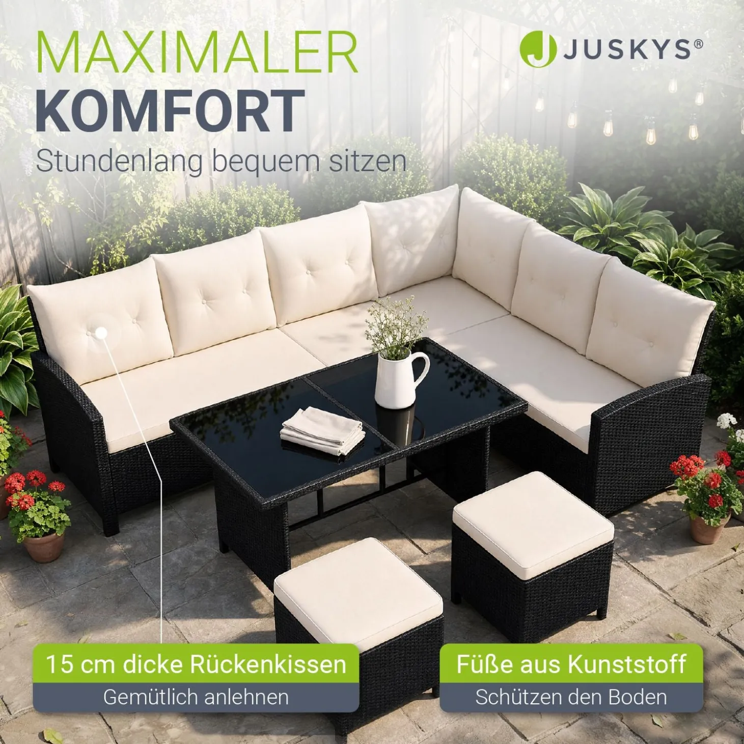 Rattan Lounge Manacor Polyrattan Gartenmöbel-Set für 8 Personen inkl. Kissen