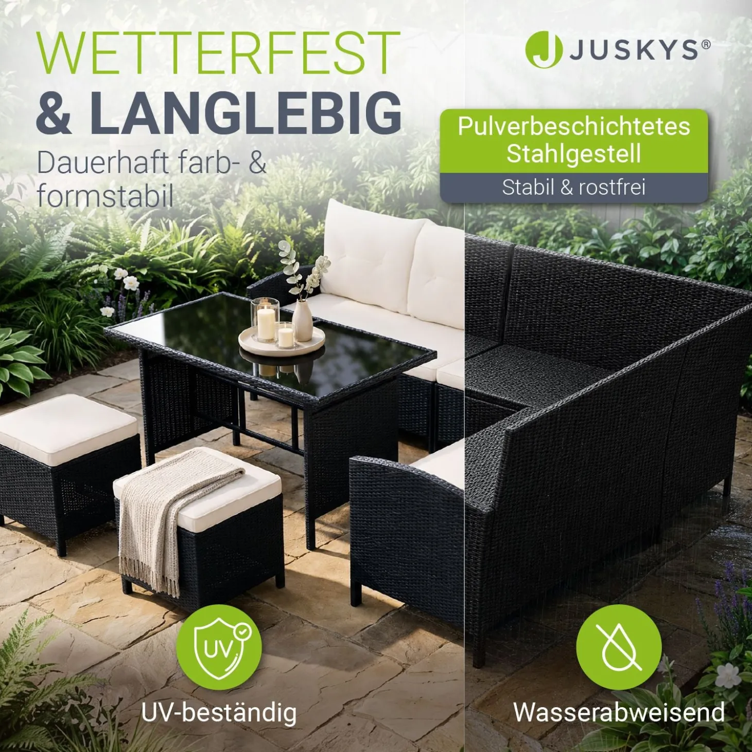 Rattan Lounge Manacor Polyrattan Gartenmöbel-Set für 8 Personen inkl. Kissen