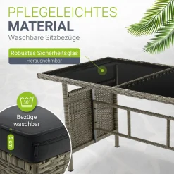 Rattan Lounge Manacor Polyrattan Gartenmöbel-Set für 8 Personen inkl. Kissen