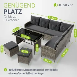 Rattan Lounge Manacor Polyrattan Gartenmöbel-Set für 8 Personen inkl. Kissen