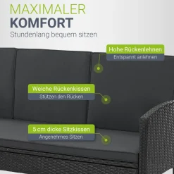 Rattan Sitzgruppe Turin Polyrattan Gartenmöbel-Set für 7 Personen inkl. Kissen