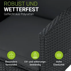 Rattan Sitzgruppe Turin Polyrattan Gartenmöbel-Set für 7 Personen inkl. Kissen