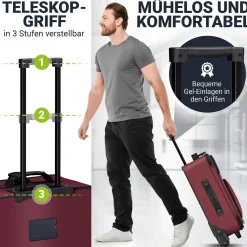Reise Trolley Kofferset Athen 5-teiliges Set mit 2 Trolleys, Umhänge- und 2 Kosmetiktaschen