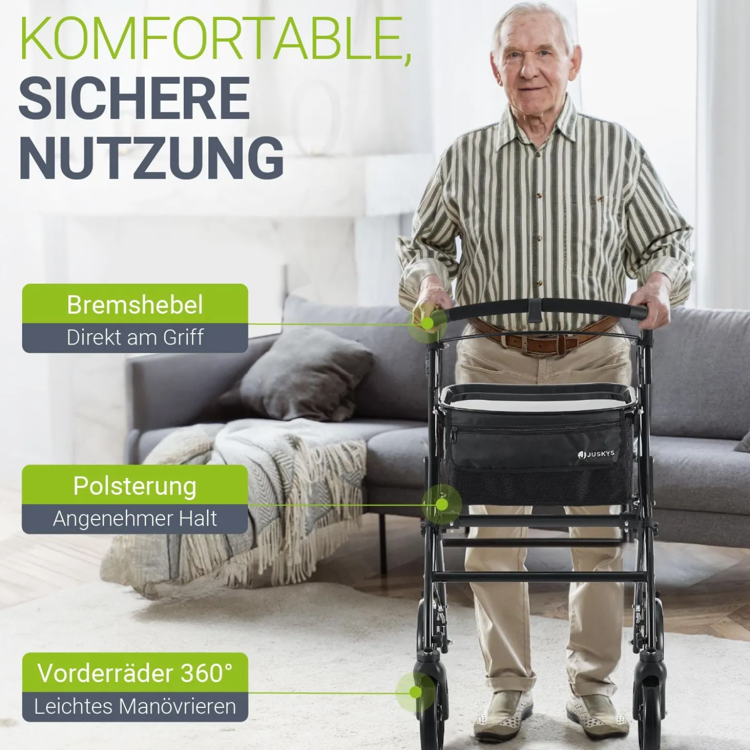 Rollator für die Wohnung Indoor Rollator ideal für schmale Wohnräume