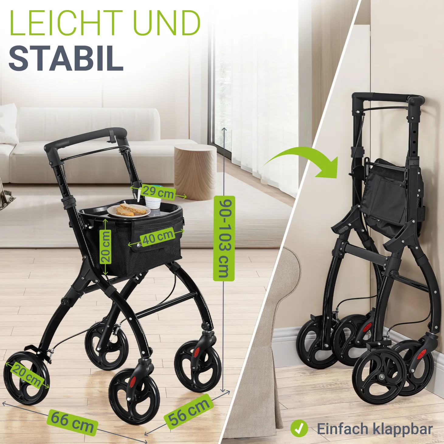 Rollator für die Wohnung Indoor Rollator ideal für schmale Wohnräume