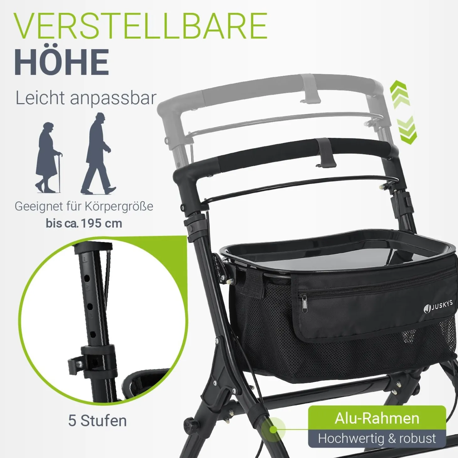 Rollator für die Wohnung Indoor Rollator ideal für schmale Wohnräume