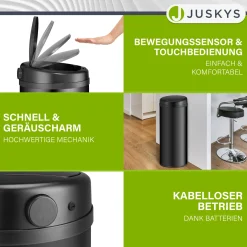 Runder Mülleimer mit Sensor Automatischer Abfalleimer für kontaktloses Entsorgen von Müll