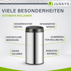 Runder Mülleimer mit Sensor Automatischer Abfalleimer für kontaktloses Entsorgen von Müll