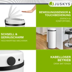 Runder Mülleimer mit Sensor Automatischer Abfalleimer für kontaktloses Entsorgen von Müll