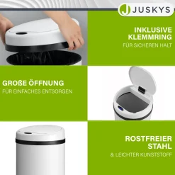 Runder Mülleimer mit Sensor Automatischer Abfalleimer für kontaktloses Entsorgen von Müll