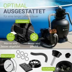 Sandfilteranlage für Pools bis 47m³ Sandfilterpumpe mit Filterbällen für klares Wasser